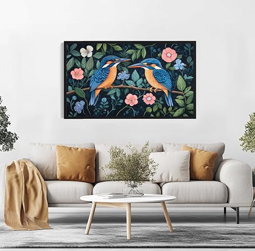 Kingfishers William Morris Wall Art Poster Prints, Vintage Flowers Tapestry, Floral Decor for Living Room, Bedroom, Office, Bathroom AA12 (Kingfishers, 24 x 48 inches (1 Panel), Unframed) - color: Kingfishers, size: 24 x 48 inches (1 Panel)
