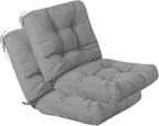 QILLOWAY Outdoor Seat/Back Chair Cushion Tufted Pillow, Spring/Summer Seasonal Replacement Cushions - Set of 2 (Grey)