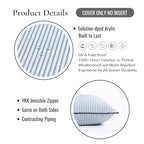 Hofdeco Premium Coastal Hampton Outdoor Performance Throw Pillow Cover Only, 22"x22" Water Repellent, UV and Fade Resistant for Backyard, Couch, Poolside, Azure Blue Indigo Woven Coastline Stripes - color: Azure Blue Indigo Coastline Stripes 22"x22"