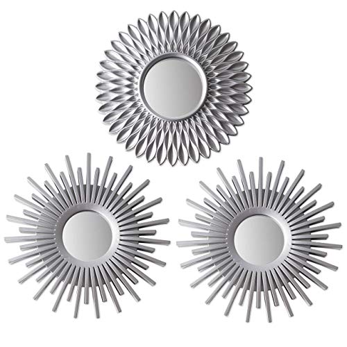 BONNYCO Wall Mirrors Pack of 3 Round Silver Mirrors for Home Decor, Bedroom and Room. Espejos Decorativos de Pared Sala Dormitorio, Circle Wall Decor Minimalist Vintage, Chic. Gifts for Women Mums - color: Silver