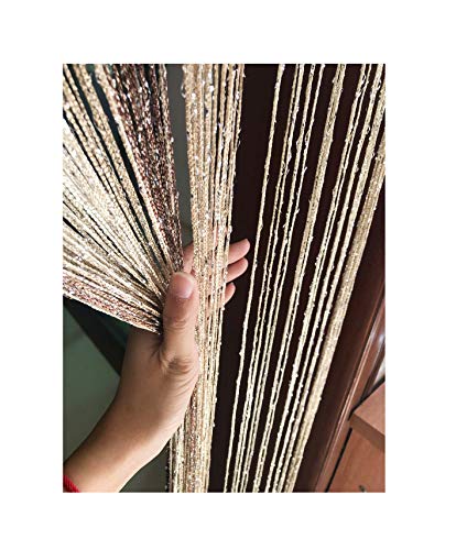1x2 M Door String Curtain Rare Flat Thread Fringe Window Panel Room Divider Cute Strip Tassel for Wedding Coffee House Restaurant Parts (Coffee & Champagne) - color: Coffee & Champagne