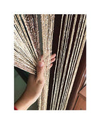 1x2 M Door String Curtain Rare Flat Thread Fringe Window Panel Room Divider Cute Strip Tassel for Wedding Coffee House Restaurant Parts (Coffee & Champagne) - color: Coffee & Champagne