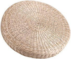 Meditation Pillow,Tatami,Floor Cushion,Floor Pillow,15.7inch / 40cm Dia Straw Floor Seat Cushion for Deep Thought Leisure Round Shape Soft Pouf Light Yellow Knitted Tatami Cushion