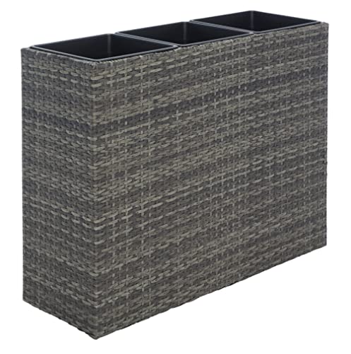 SAFAVIEH Outdoor - Rita Grey Brown Wicker 3-Tier Plant Stand with Baskets, Vertical Flower Rack Planter Shelf for Patio, Balcony, Garden, 32.28"W x 11.02"D x 24.8"H (PAT7705C) - color: Grey/Brown