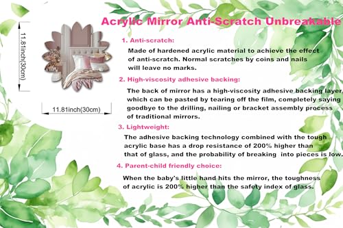 Flower Acrylic Mirror Anti-Scratch Unbreakable Shatterproof HD Tempered Wall Decorative Mirrors for Home Children's Rooms Kindergarten Themed Restaurant(Flower 4,11.81"x11.81") - color: Flower 4