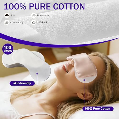 MoyRetty Disposable Non Woven Eye Covers, 100 Sheets, Cotton Paper for Facials Spa Skincare