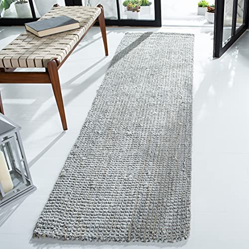SAFAVIEH Natural Fiber Collection Runner Rug - 2'3" x 7', Grey, Handmade Farmhouse Jute, Ideal for High Traffic Areas in Living Room, Bedroom (NF730F) - color: Grey, size: 2'3" x 7' (Runner)