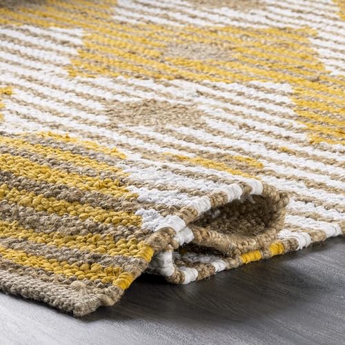 nuLOOM Hand Braided Marla Denim And Jute Diamonds Area Rug, 5x8, Yellow - color: Marla Yellow, size: 5' x 8' (Rectangular)