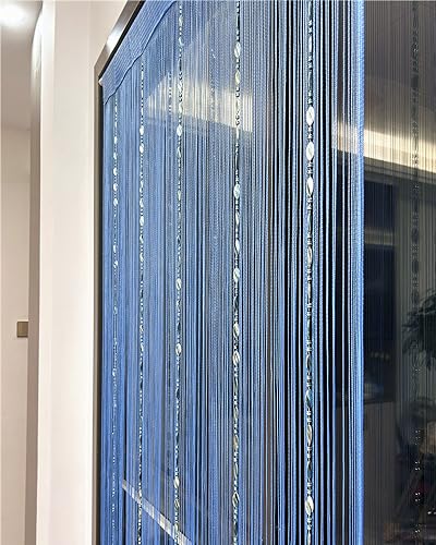 ave split 100cmX200cm Decorative Door String Curtain Beads Wall Panel Fringe Window Room Divider Blind for Wedding Coffee House Parts Door Divider Beads Tassel Screen Decoration (Sky Blue 25) - color: Sky Blue 25