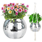 Disco Ball Planter, 1pcs 9” Silver Disco Ball Planter, Disco Ball Plant Hanger with Hanging Rope, Hanging Chain, Hook, Circle and Extra Mirror Pieces - color: 1×9" Silver