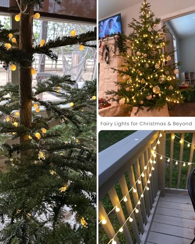 Globe String Lights 43 Ft 100 LED Fairy Lights Plug in with Remote Timer 8 Modes Connectable Twinkle Light for Bedroom Classroom Wedding Christmas Indoor Outdoor Decor, Warm White