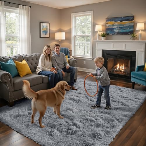 Soft Runner Rugs for Bedroom, Light Grey 2x6 Area Rugs Fluffy Rug Shag Area Rug Carpet, Bedside Rug for Living Room Bedroom Room Home Decor - color: Light Grey, size: 2' x 6' (Rectangular)