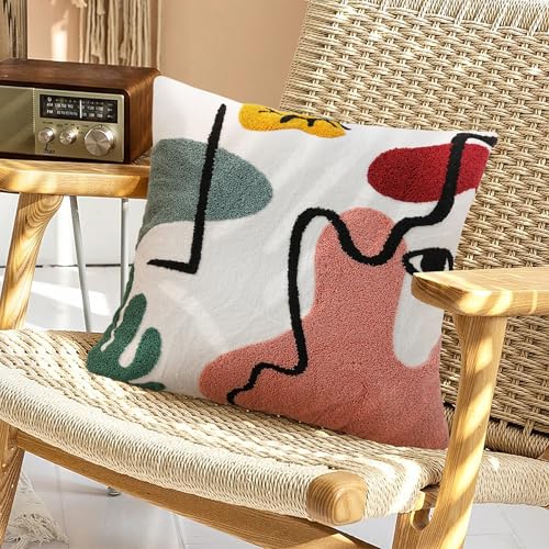 Merrycolor Boho Abstract Pillow Covers 18×18 inch Colorful Woman Face Line Cute Pillow Cases Mid Century Aesthetic Modern Boho Pillows Decorative Throw Pillows for Bed Couch Living Room,1PC - color: Abstract Face 3, size: 18" x 18" (Pack of 1)