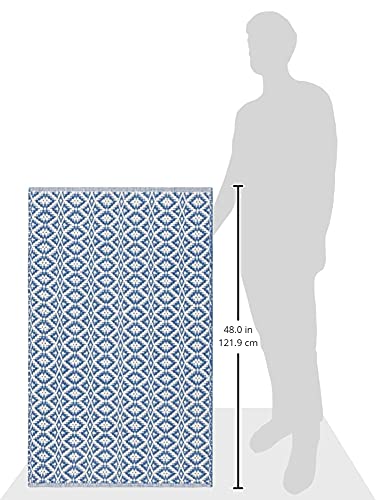 SAFAVIEH Montauk Collection Accent Rug - 2'6" x 4', Ivory & Blue, Handmade Geometric Cotton, Ideal for High Traffic Areas in Entryway, Living Room, Bedroom (MTK716C) - color: Ivory/Blue, size: 2'6" x 4' (Rectangular)
