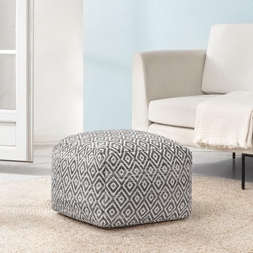 Anji Mountain Pouf Ottoman Foot Rest, Handmade Ottoman Pouf, Comfortable Foot Stool, Decorative Floor Seating for Living Room Decor, Bedroom & Home Décor Accent - Charcoal - color: Charcoal