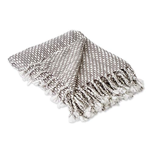 DII Textured Acryllic Woven Throw, Farmhouse Fringe Blanket, 50x60, Gray/White - color: Gray/White