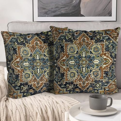 Boho Throw Pillow Covers 26x26 inch Set of 2,Boho Vintage Carpet Pattern Antique Ethnic Decor Double Sided Pattern Cushion Cover Soft Pillow Case Living Sofa Room Bed Square Pillow Cover - color: Boho-2, size: 26" x 26" (Pack of 2)