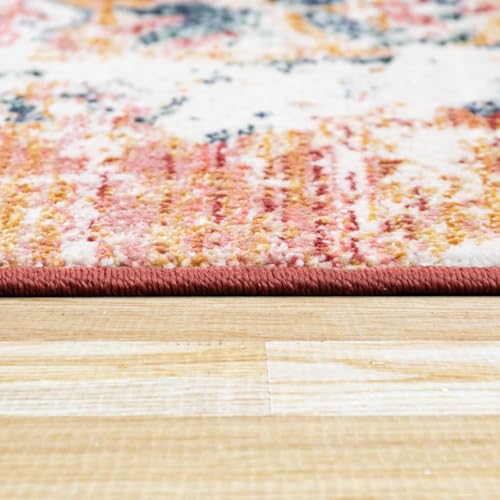 Paco Home Vintage Rug Oriental Design with Modern Ornaments in Faded Red, Size: 4' x 5'7" - color: Red, size: 4' x 5'7" (Rectangular)