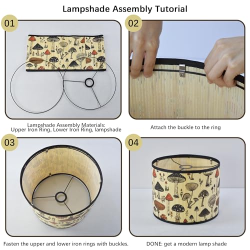 Bamboo Lamp Shade With Tropical Plants Chandelier Covers, Bohemian Farmhouse Drum Lamp Shade for Table Lamp Floor Lamp, Rustic Rattan Light Fixture for Bedroom Living Room (13x13x10 inch) - color: color4, size: 13*10