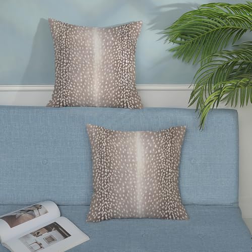 Antelope Print Pillow Covers 18x18 Inches Pack of 2,Brown Animal Skin Print Throw Pillow Covers Boho Modern Abstract Decorative Pillowcase Farmhouse Cushion Cover for Home Sofa Outdoor Decor - color: Antelope Print-brown, size: 18" x 18" (Pack of 2)