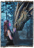 Pure Country Weavers Once Upon a Time Dragon Woven Blanket by Anne Stokes - Fantasy Gift Cotton Tapestry Throw - Made in The USA - 72" x 54" - color: Once Upon, size: 72" x 54"