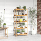 kinbor 5-Tier Bamboo Bathroon Shelf - Multifunctional Bamboo Rack Storage Shelving Rack Utility Shelf for Bathroom Kitchen Living Room - size: 5-Tier