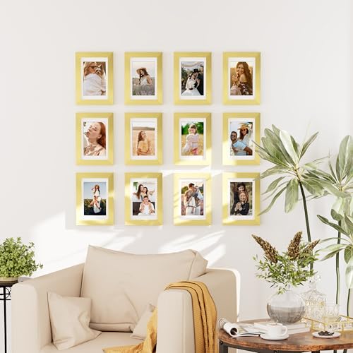 decorUhome 4x6 Picture Frame Set of 10, Display Photos 3.5x5 with Mat or 4x6 Unmatted for Picture Frames Collage Wall Decor, Gold - color: Gold, size: 4x6