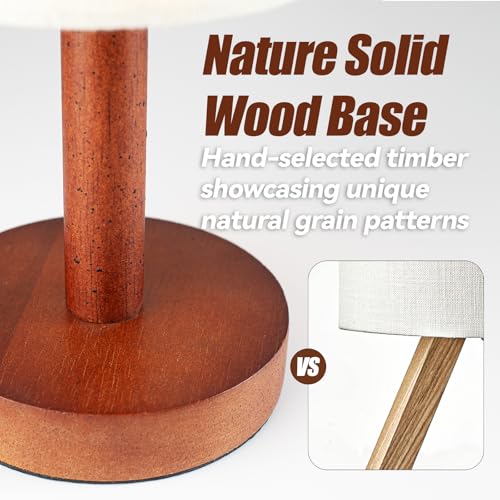 LALISU Small Table Lamp Nightstand Lamp Linen Lampshade Bedroom Wood Base Small Bedside Lamp for Night Stands, Desk Lamps for Reading Living Room, Office (LED Bulb Included) (Black-Walnut Wood（2）) - color: Black-Walnut Wood（2）