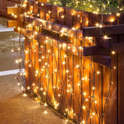 Outdoor String Lights, Fairy Lights 33 FT 100 LED Waterproof Deco for Indoor Outdoor Backyard Tree Party Cafe Patio Home Room Festival Chirstmas (Transparent Wire-Multi Color (Warm White-Black) - color: Warm White-Black