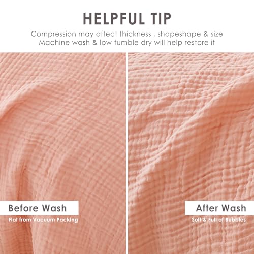 EMME Cotton Throw Blanket for Couch Soft Muslin Blankets 50"x60" Lightweight Breathable Blanket All Season Gauze Blanket, Pink - color: Pink, size: Throw (50" X 60")
