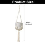 2 Pack Macrame Hanging Planters with Patterns - Stylish Plant Hangers Crochet Boho Plant Holder Hanging Plant Basket for Up to 6 Inch Pots(White)