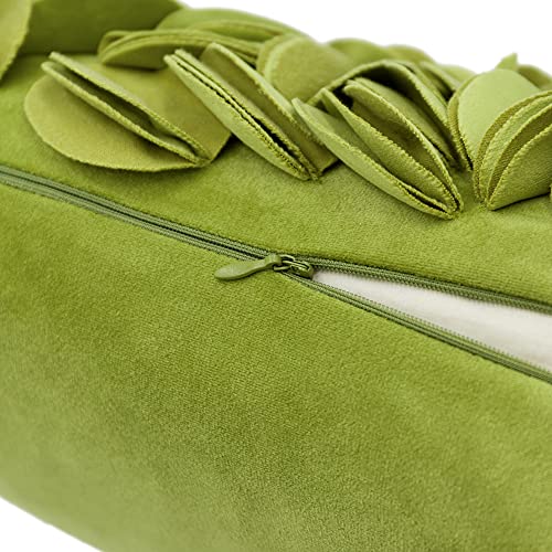 KINGROSE 3D Flower Throw Pillow Cover Floral Decorative Pillowcase Soft Cushion Cover for Bed Couch Sofa Living Room 12 x 20 Inches Velvet Green - color: Green - Velvet
