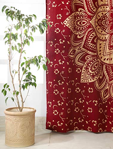 Popular Handicrafts Indian Hippie Bohemian Beautiful Ombre Maroon Color Mandala Curtain Panels Gold - color: Maroon Gold, size: 38"W x 83"L (Pack of 2)