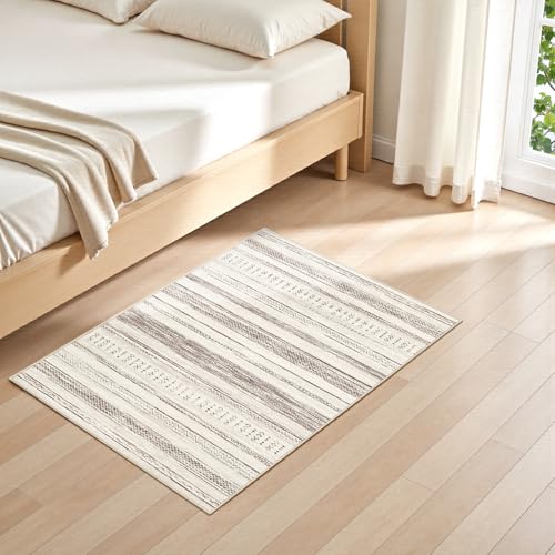 Tortania Area Rug Living Room Rugs - 2x3 Washable Soft Neutral Boho Moroccan Farmhouse Mat Indoor Floor Carpet for Bedroom Hallway Entryway Kitchen Home Office Decor - Beige - color: Beige, size: 2' x 3' (Rectangular)