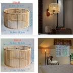 Drum Table shades Woven Bamboo Lamp Shade 2Set Lampshades DIY Natural Boho Hand Crafted - color: Natural/light brown