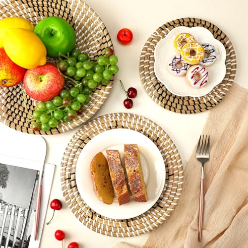 Glenmal 3 Pcs Boho Wall Basket Decor Decorative Bulrush Woven Basket Wall Decor Art Farmhouse Handmade Hanging Baskets with African Design for Living Room Display Table Settings Kitchen Home(Classic) - style: Classic