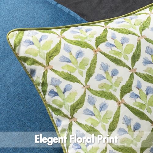 MIULEE Floral Decorative Pillow Covers Set of 2,Block Print Throw Pillowcases Outdoor Boho Farmhouse Vintage Summer Accent Cushion Covers for Couch paito Garden Sofa Bed 18x18 Inch, Green - color: Green, size: 18" x 18" (Pack of 2)