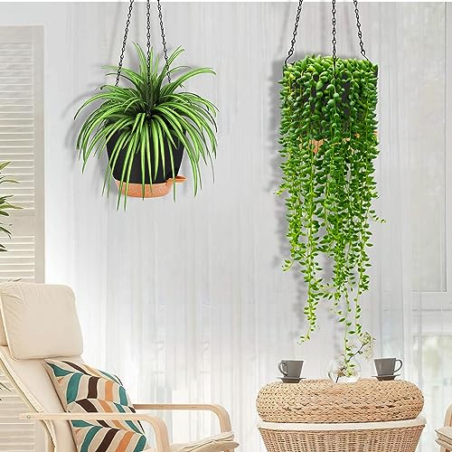 GARDIFE Hanging planters for Indoor Plants, 8 inch Hanging Planter, Self Watering Plant Pot, 2 Pack self Watering Hanging Planter, Black - color: 8-black, size: 8 inch