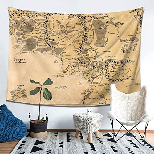 IMZEUSYEP Middle Retro Earth Map Tapestry Wall Hanging Decorative Wall Tapestries Wall Art Decoration Tapestries Home Decor For Dormitory Living Room 80x60 Inch - size: 80"L x 60"W