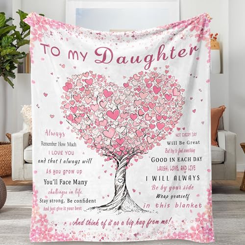 Aipon Daughter Blanket from Mom Dad 60"x80" Sentimental Gift Perfect Heartfelt Gift for Adult Daughter Blanket for Daughter on Birthday Wedding Graduation - color: For Daughter, size: 60.00'' × 80.00''