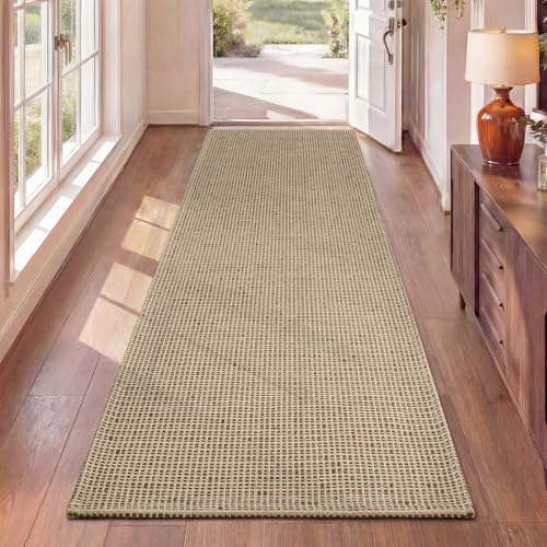 Runner Rug for Hallway 2x6, Machine Washable Rug Runner Non Slip, Boho Woven Kitchen Runner, Low-Pile Indoor Entryway Rug for High Traffic Areas, Living Room, Laundry Room (2'x6', Brown) - color: Brown, size: 2' x 6'