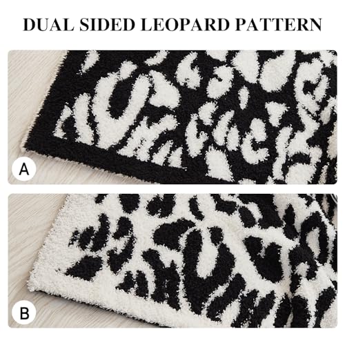 MH MYLUNE HOME Ultra Soft Leopard Throw Blanket (50x60 inches) Microfiber Blanket Plush Warm Reversible Cheetah Blanket Leopard Pattern Throw for Couch Bed Sofa - Black and White, 50"x60" - color: Leopard Black White, size: 50"x60" - 550 GSM