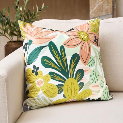 Tyrot Boho Floral Velvet Throw Pillow Covers 18x18 Inch Set of 2 Farmhouse Cushion Covers Mid Century Modern Botanical Home Decor Accent Pillow Cases for Couch Bed Sofa Living Room, Bedroom, Green - color: Rose Garden, size: 18" x 18" (Pack of 2)