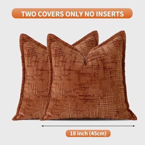 HPUK Chenille Throw Pillow Covers 18x18 Set of 2, Soft Textured Decorative Pillow Covers for Couch Sofa Living Room Bedroom, Orange - color: Chenille-orange, size: 18" x 18" (Pack of 2)