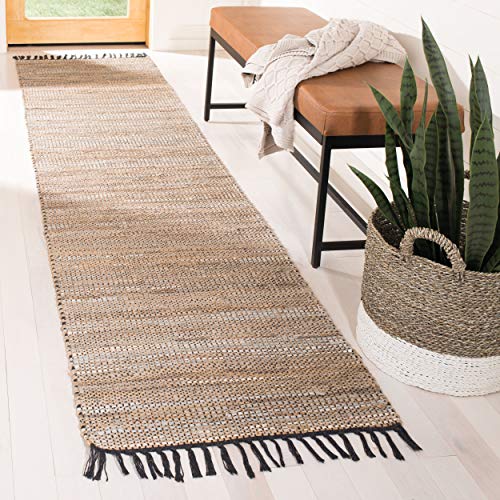 SAFAVIEH Vintage Leather Collection Accent Rug - 2' x 3', Beige, Handmade Boho Fringe Leather & Jute, Ideal for High Traffic Areas in Entryway, Living Room, Bedroom (VTL203B) - color: Beige, size: 2' x 3' (Rectangular)