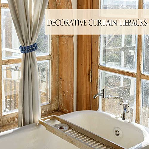Curtain Tiebacks Magnetic Boho Decor: Wood Bead Curtain Tiebacks with Strong Magnets Closure, Decorative Curtain Pullbacks Drapery Tiebacks Magnetic Curtain Holder for Drapes & Curtains (Navy Blue, 2) - color: Navy Blue
