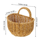 Cabilock Hand Woven Kitchen Storage Basket 7.08X5.90X5.11In Lightweight Hanging Woven Rattan Organizer for Fruit Vegetable Bread Wall-Mounted Home Storage