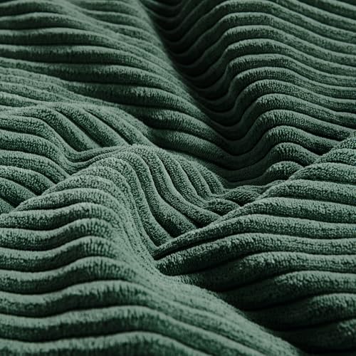 Fancy Homi Set of 2 Dark Green Samll Decorative Throw Pillow Covers 12x12 Inch for Living Room Couch Bed, Boho Farmhouse Forest Green Home Decor, Soft Corss Corduroy Patchwork Textured Cushion Case - color: Dark Green, size: 12" x 12" (Pack of 2)