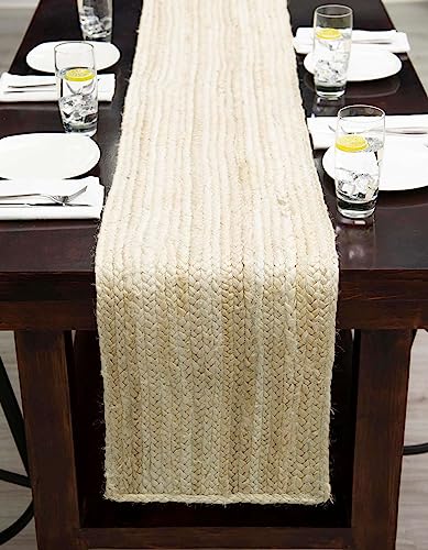 Unique Loom Braided Jute Collection Area Rug - Dhaka (1' 2" x 6' 1" Table Runner, White) - color: White, size: 1'2" x 6'1" (Table Runner)