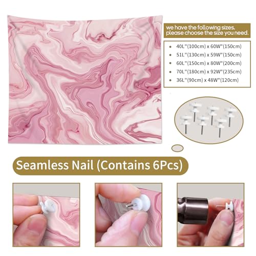 SCECALA Pink Swirl Marble Tapestry Abstract Pink and White Swirl Marble Texture Wall Tapestry Cute Pastel Wall Hanging for Bedroom Living Room College Dorm Photography Party Home Decor 80x60 Inch - color: Pink and White, size: 60"L x 80"W
